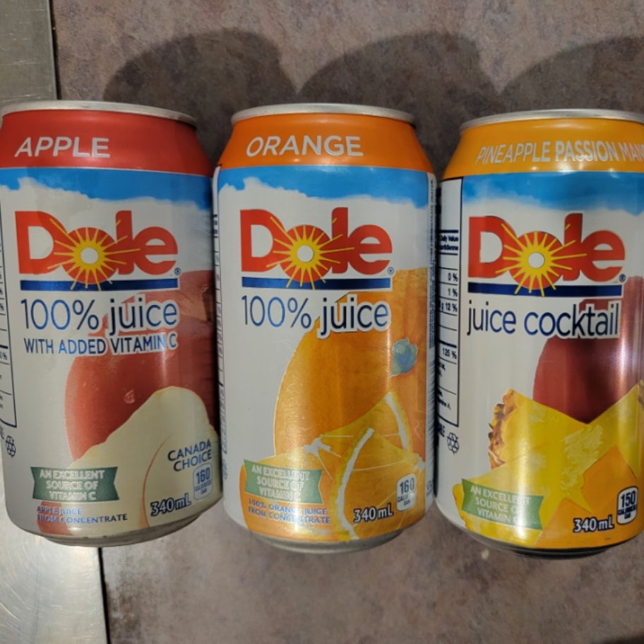 340 Ml Dole Orange Juice Cans Dole Assorted Juice, 450 Ml X 12